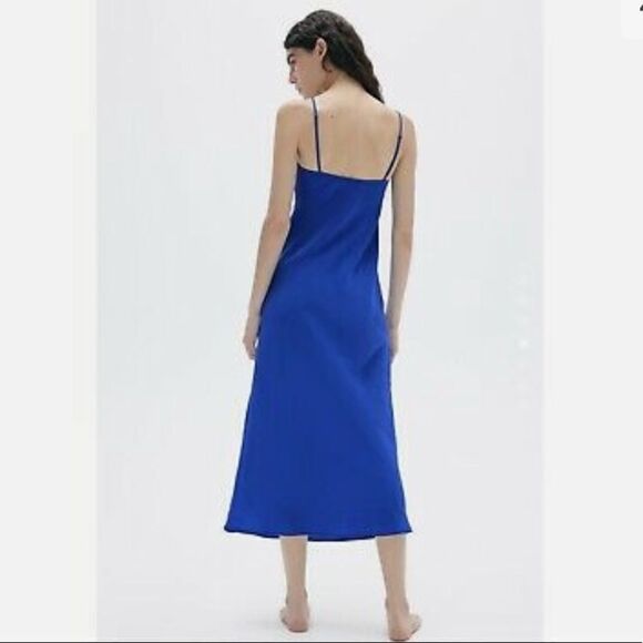 Zara Blue Slip Dress With Ruching - Picture 4 of 10